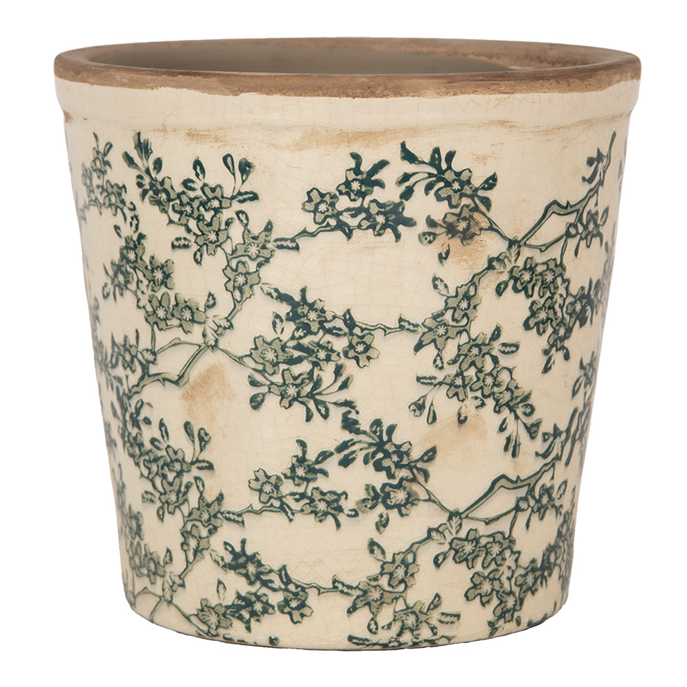 Clayre & Eef   | Bloempot Binnen Beige Groen ø 17x16 cm | 6CE1976M
