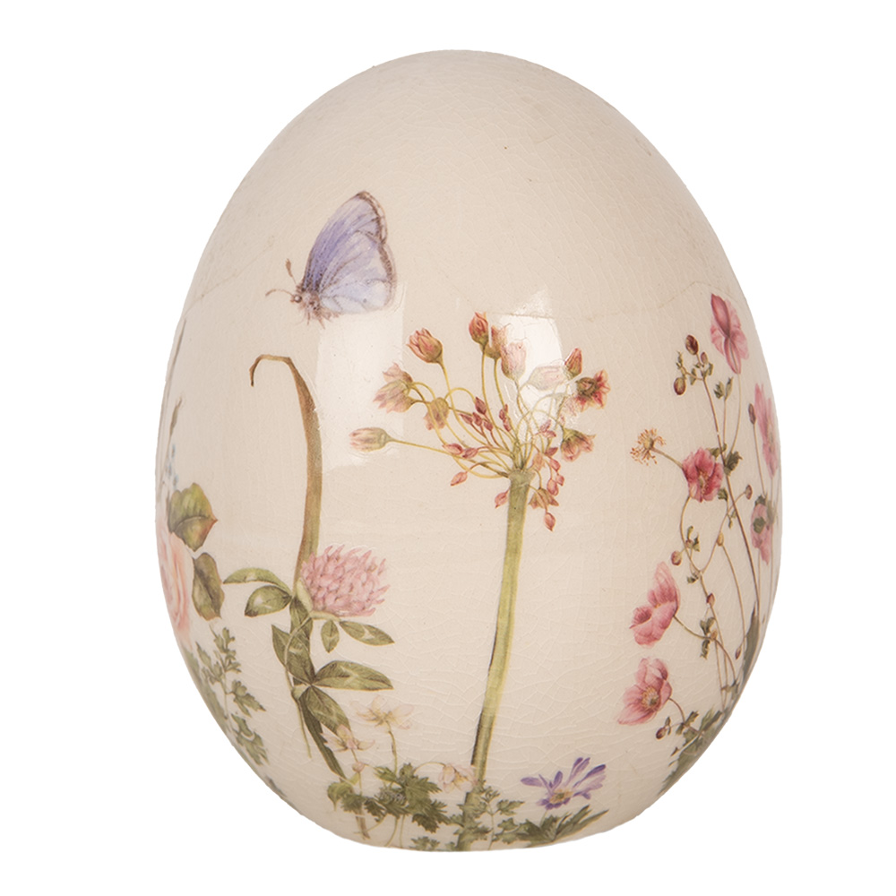 Clayre & Eef   | Decoratie Ei Beige Roze ø 10x12 cm | 6CE1918M