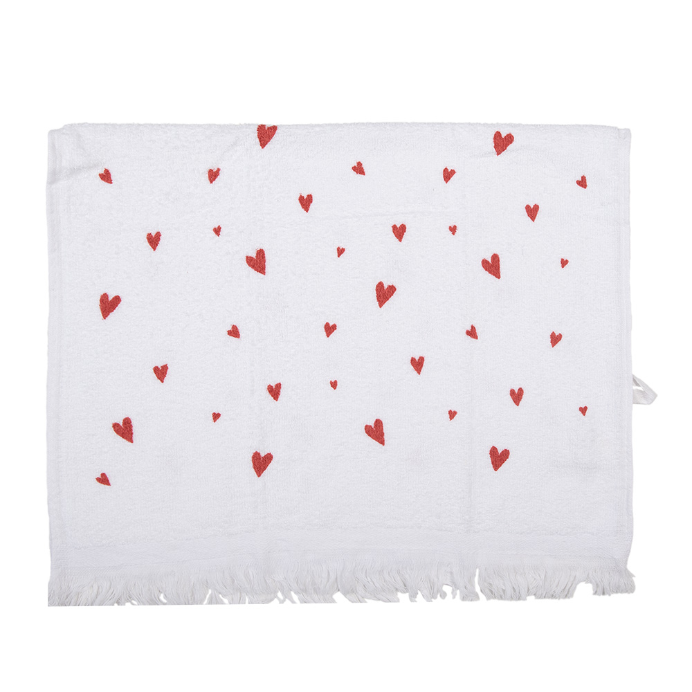 Clayre & Eef   | Gastendoekje Wit Rood 40x66 cm | CTFAS-1