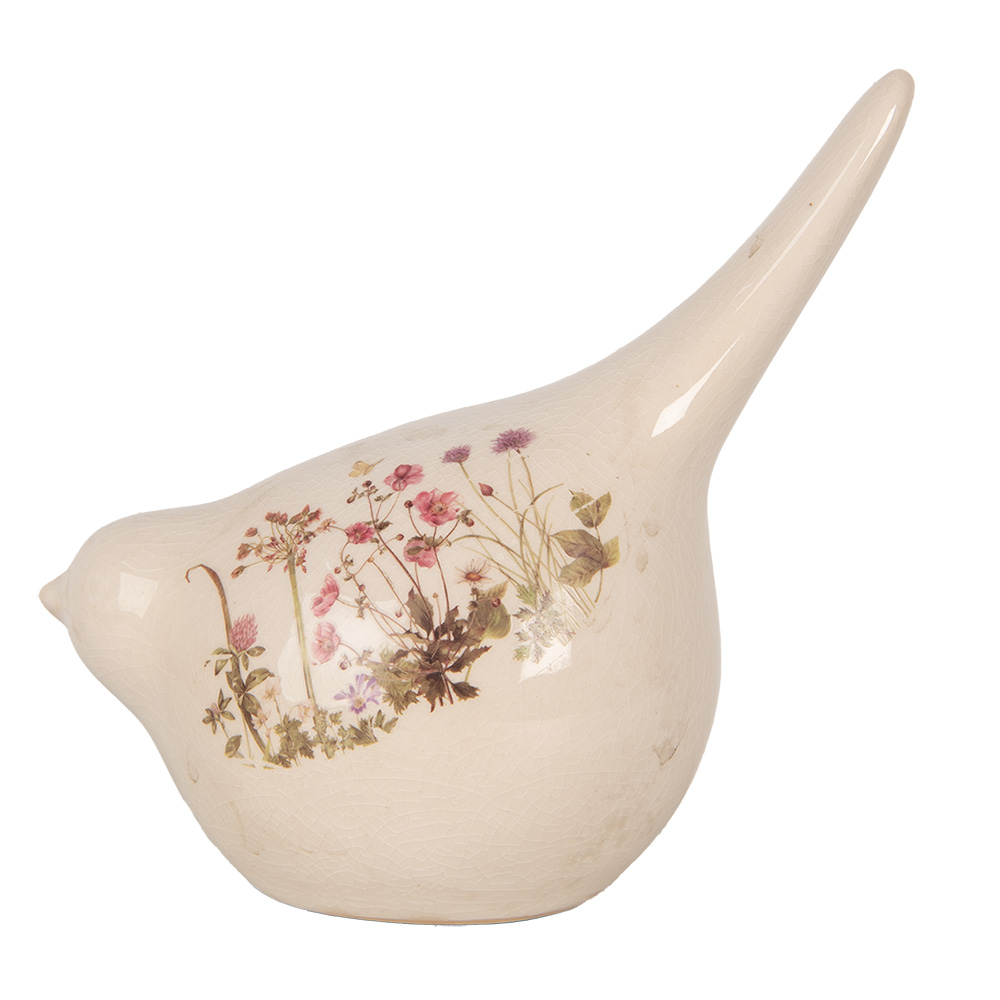 Clayre & Eef   | Decoratie beeld Vogel Beige Roze 17x11x18 cm | 6CE1954L