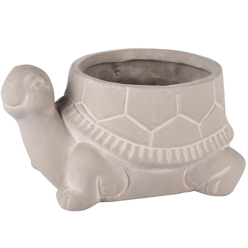 Dekoratief | Schildpad bloempot, cement, 18x13x10cm | A250213