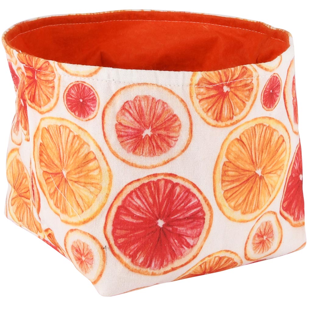 Dekoratief | Zakje m/sinaasappels, oranje/wit, stof, 17x17x16cm | A250477