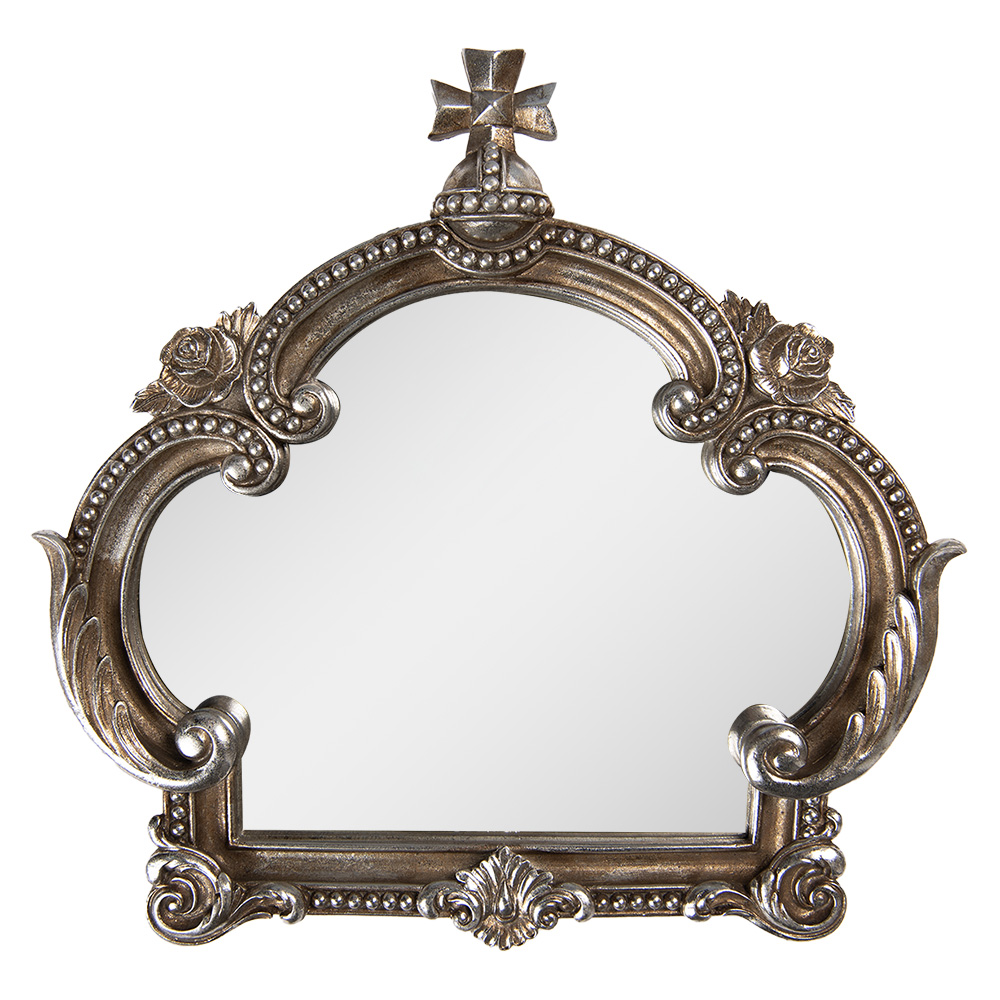 Clayre & Eef   | Decoratie Staande Spiegel Zilverkleurig 30x3x30 cm | 62S319