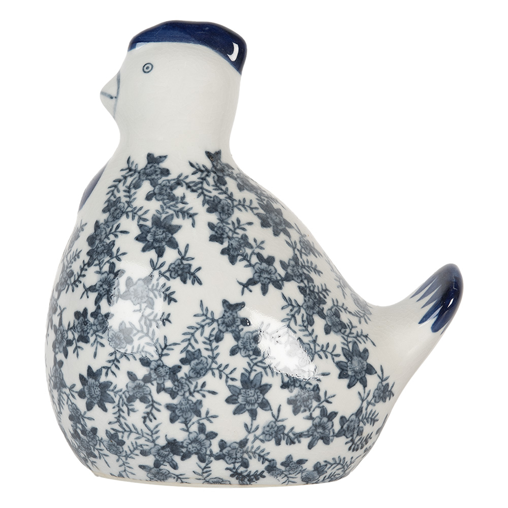 Clayre & Eef   | Decoratie Kip Wit Blauw 18x12x21 cm | 6CE2092
