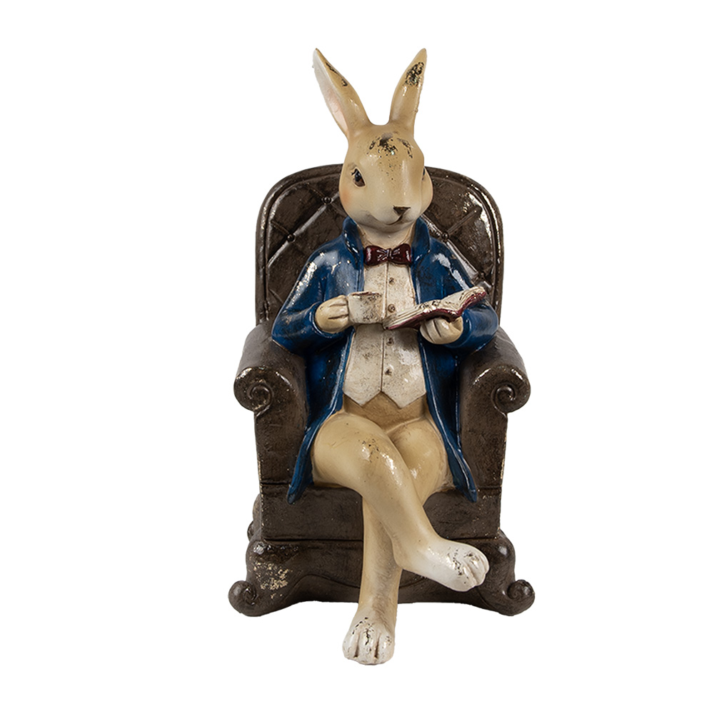 Clayre & Eef   | Decoratie beeld Konijn Beige Bruin 12x10x18 cm | 6PR4416