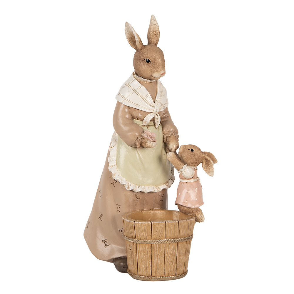 Clayre & Eef   | Bloempot Binnen Konijn Bruin Roze 13x10x24 cm | 6PR5124