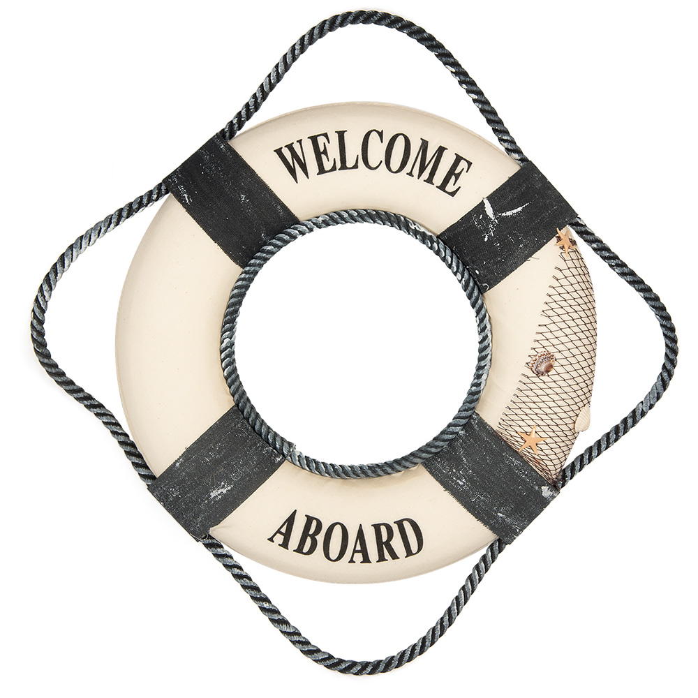 Clayre & Eef   | Decoratie Reddingsboei Wit Blauw &oslash; 31x6 cm | 66068