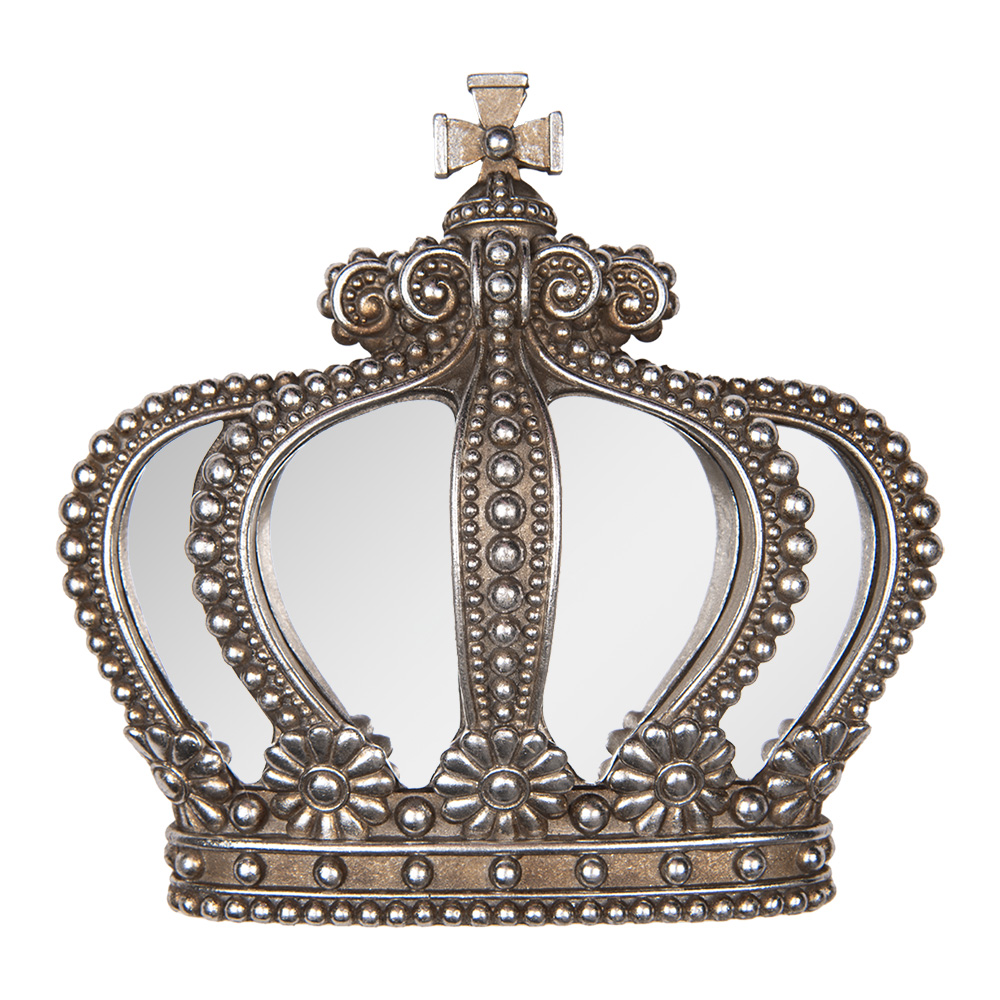Clayre & Eef   | Wanddecoratie Kroon Zilverkleurig 25x6x24 cm | 6PR5297