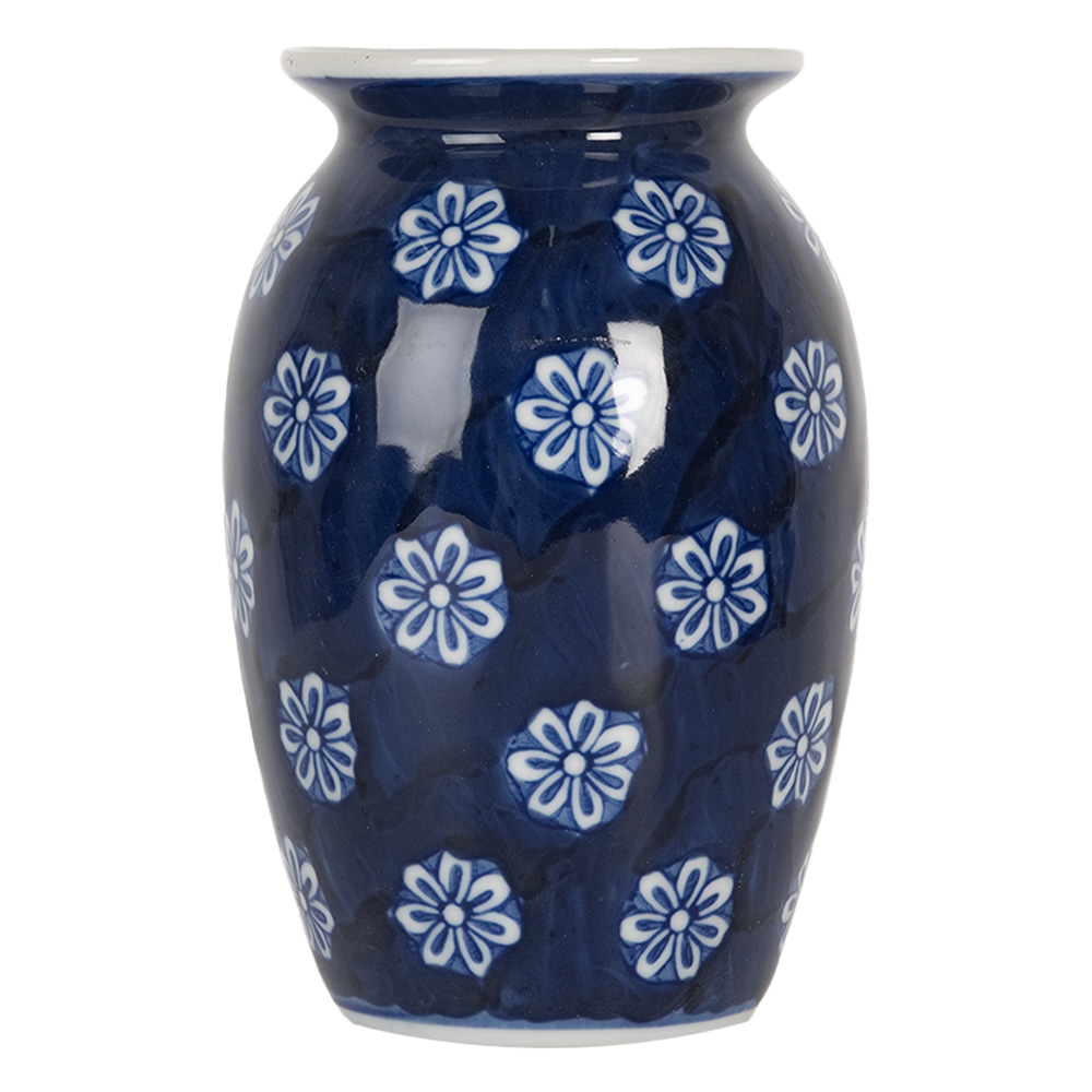 Clayre & Eef   | Vaas Blauw Wit ø 10x15 cm | 6CE2085