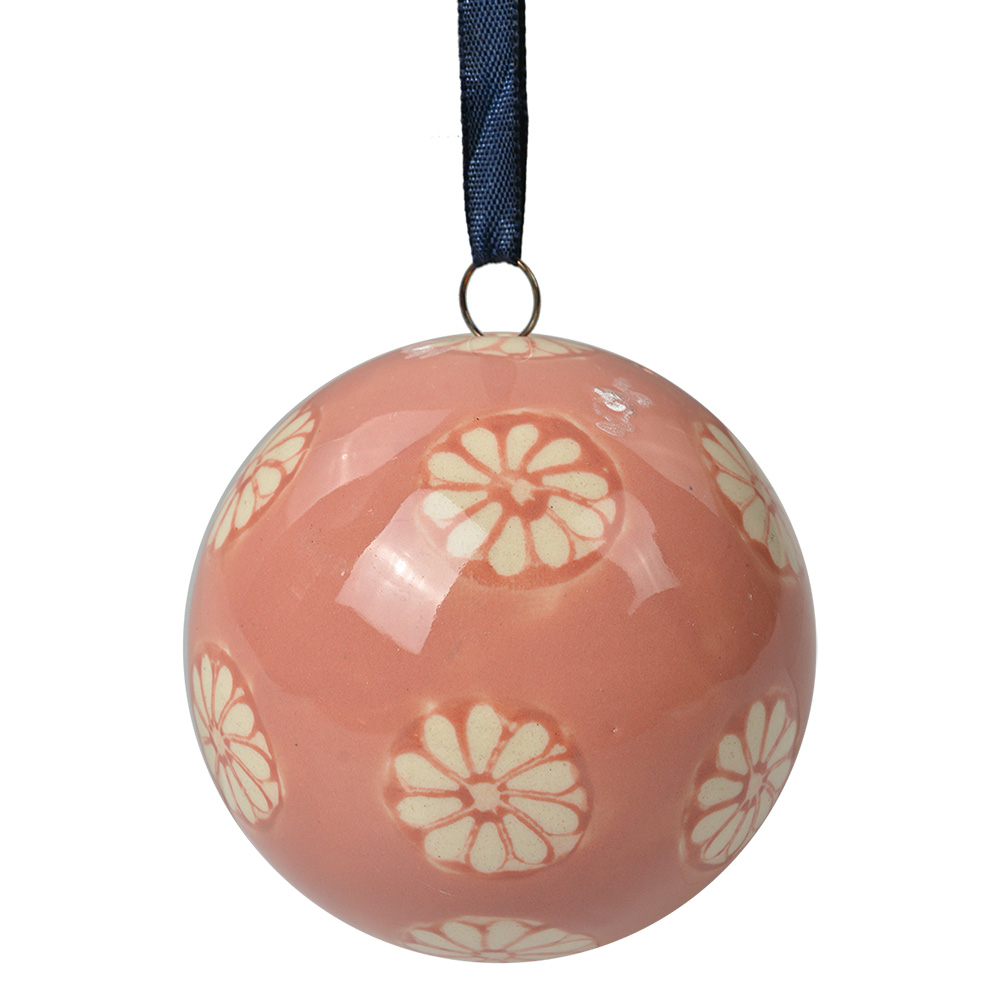 Clayre & Eef   | Decoratie Bal Roze Beige &oslash; 6x6 cm | 6CE2104S