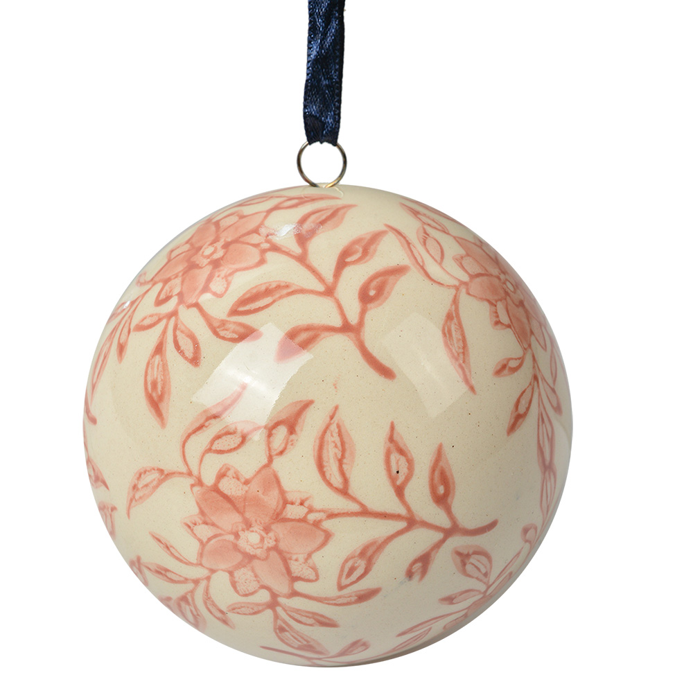 Clayre & Eef   | Decoratie Bal Beige Roze &oslash; 8x8 cm | 6CE2105M