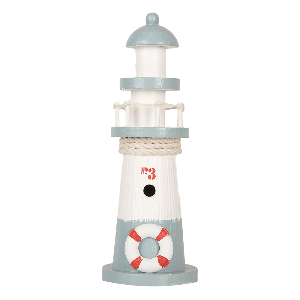 Clayre & Eef   | Decoratie Vuurtoren Wit Blauw &oslash; 8x22 cm | 6H2404