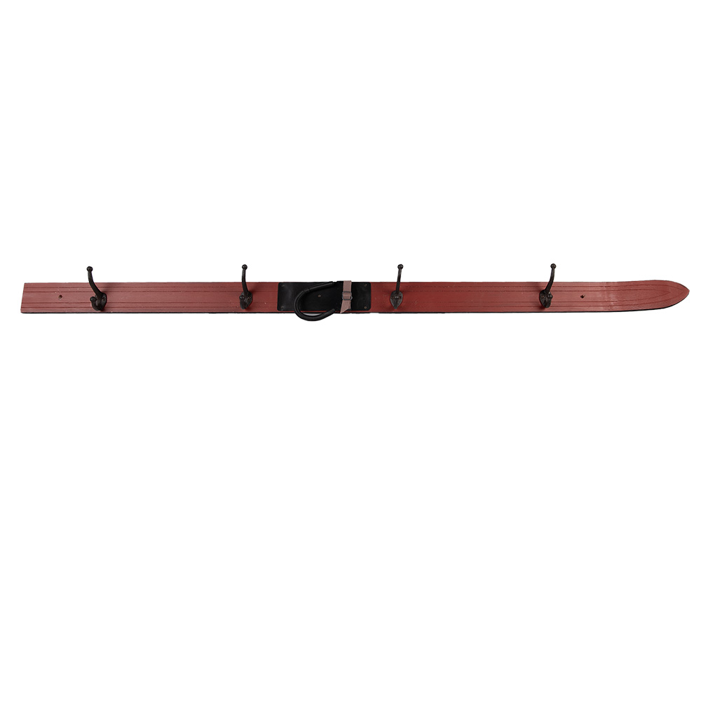 Clayre & Eef   | Wandkapstok 4 haken Rood Bruin 172x8x12 cm | 5H0728