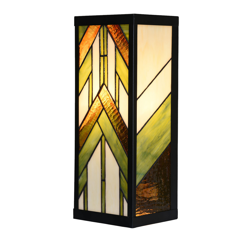 Clayre & Eef   | Wandlamp Tiffany Beige Groen 14x16x40 cm E27/max 1x100W | 5LL-6361