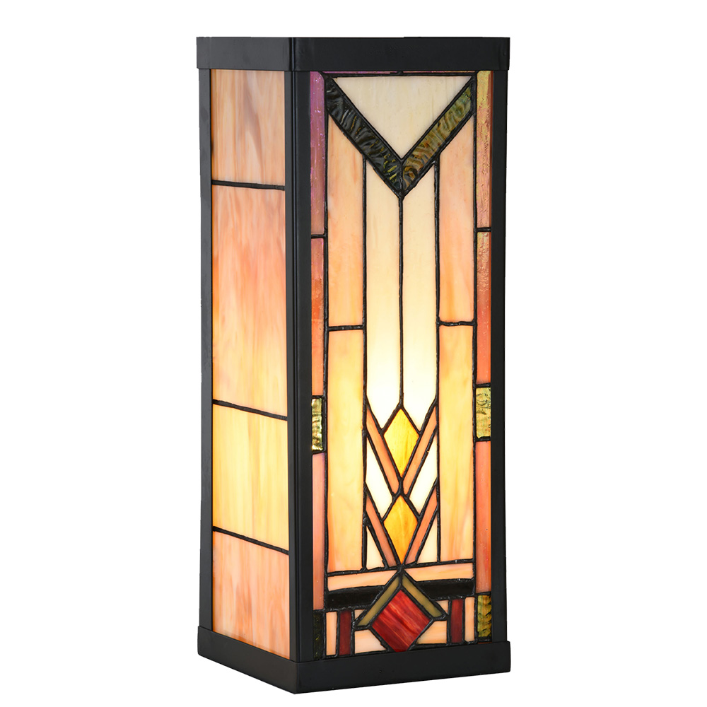 Clayre & Eef   | Wandlamp Tiffany Beige Bruin 14x16x40 cm E27/max 1x100W | 5LL-6364
