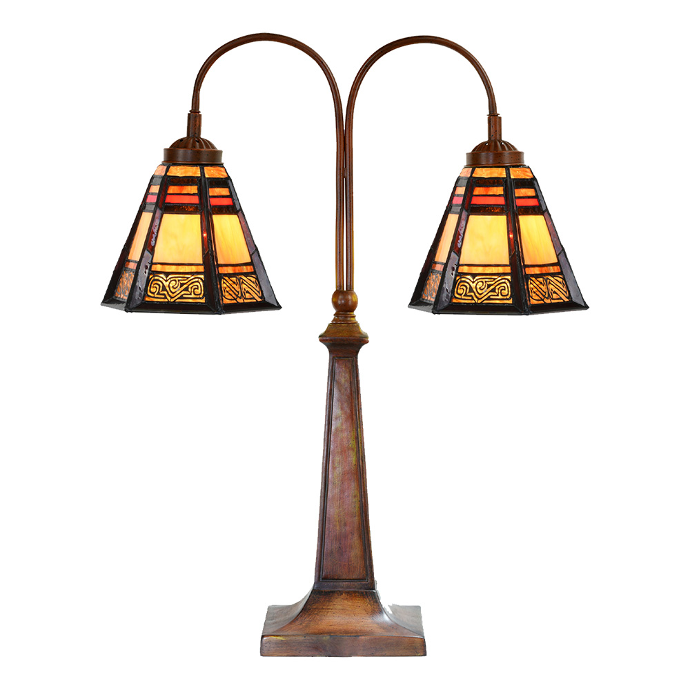 Clayre & Eef   | Tiffany Tafellamp Bruin 48x19x64 cm E27/max 2x60W | 5LL-6366