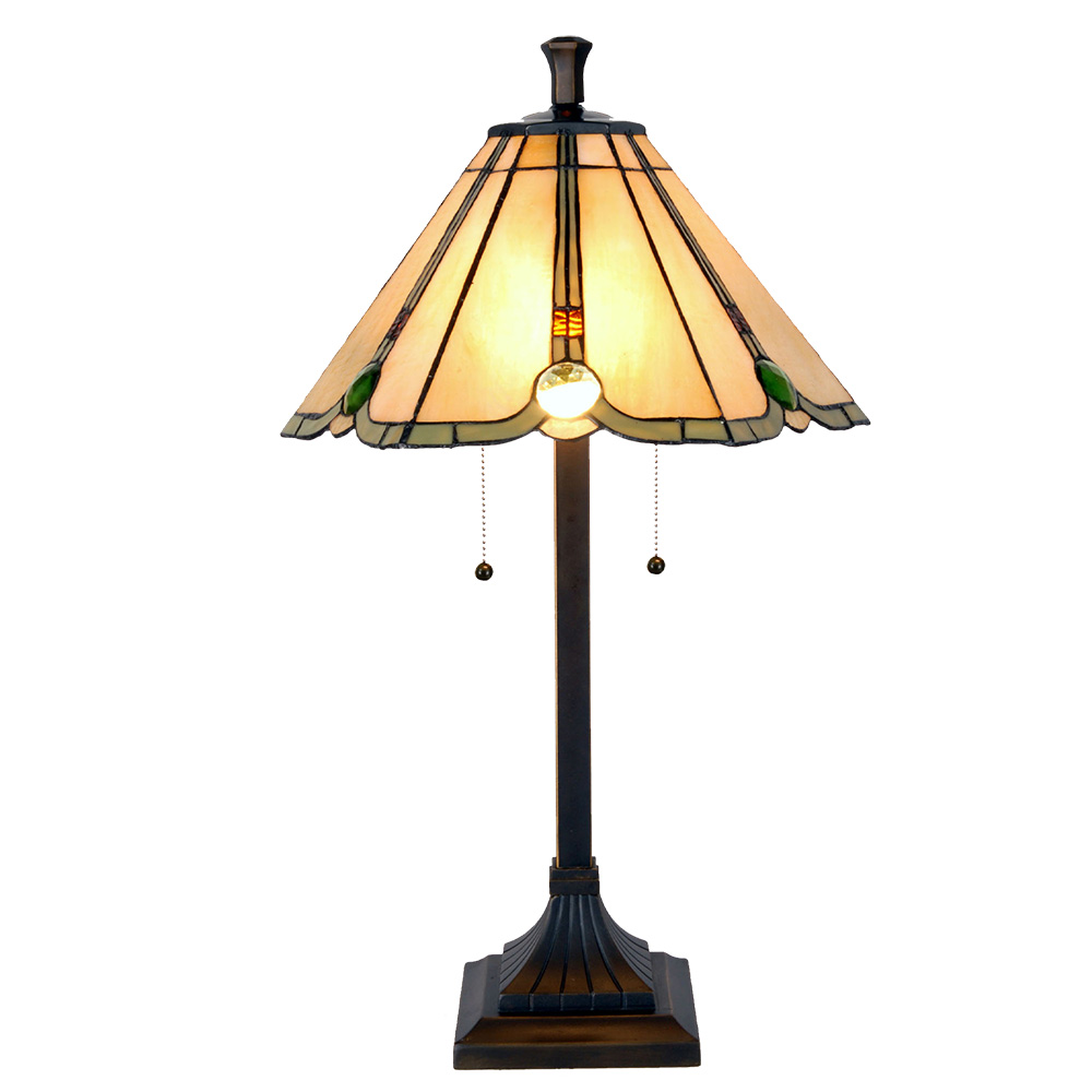 Clayre & Eef   | Tiffany Tafellamp Beige Bruin ø 40x67 cm E27/max 2x60W | 5LL-6367