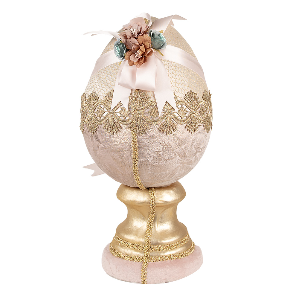 Clayre & Eef   | Decoratie Beeld Ei Beige Roze ø 20x38 cm | 65921