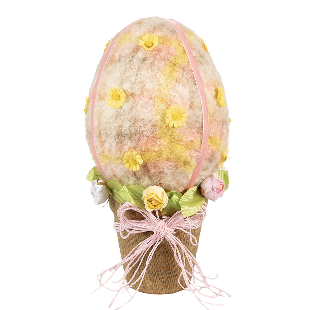 Clayre & Eef   | Decoratie Beeld Ei Roze Geel ø 17x33 cm | 65948