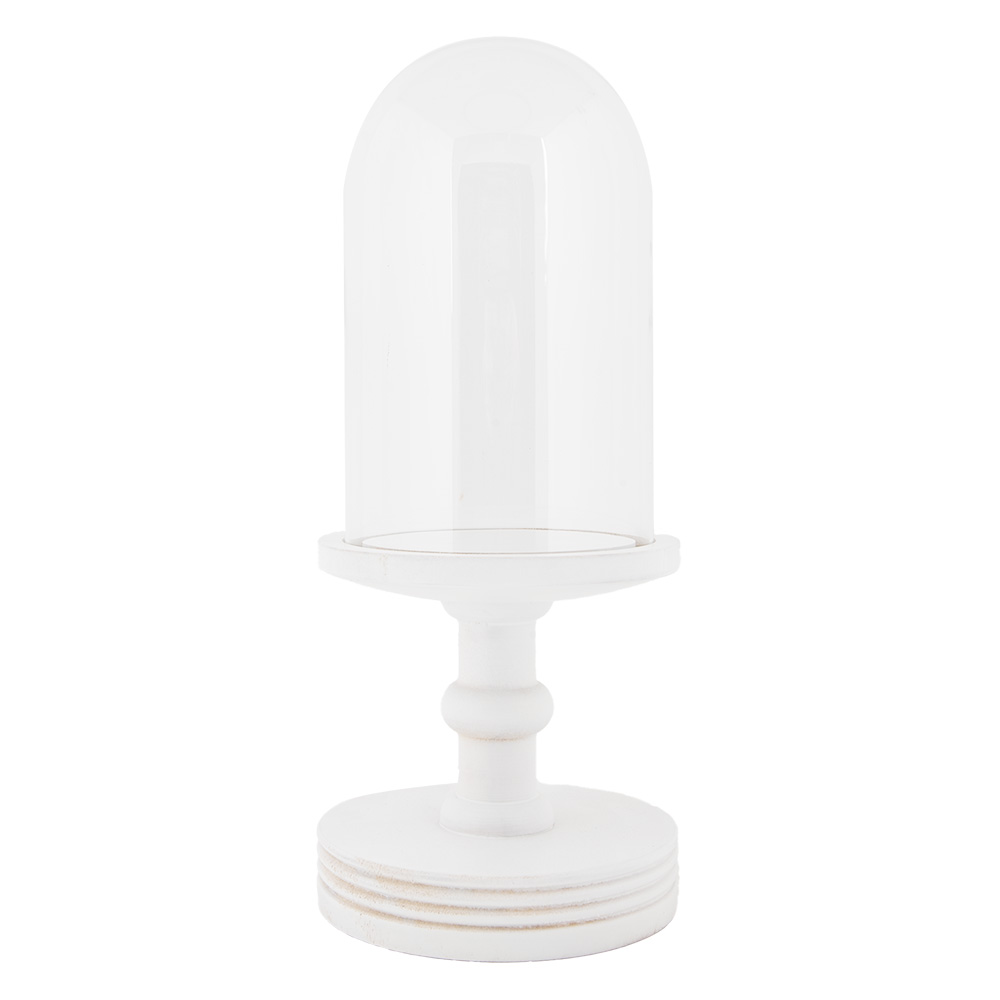 Clayre & Eef   | Stolp Transparant Wit ø 14x34 cm | 6GL5059W