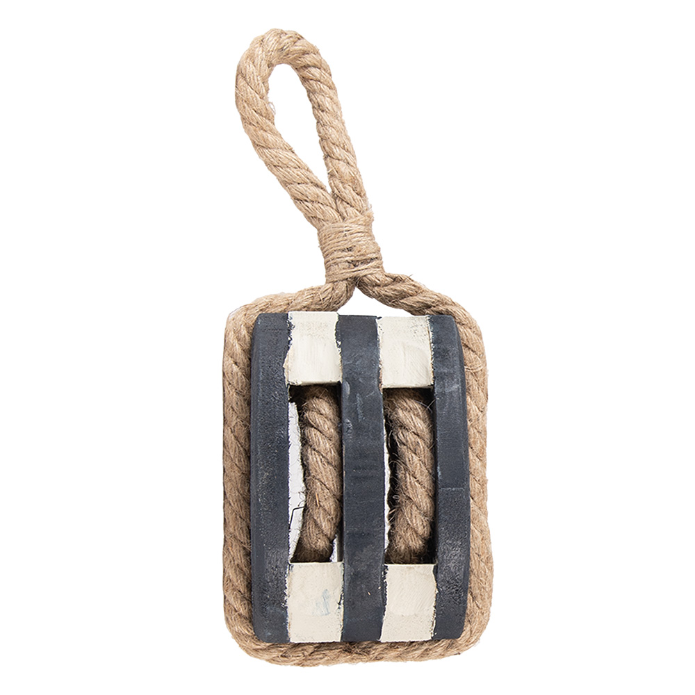 Clayre & Eef   | Decoratie Katrol Zwart Bruin 17x12x12 cm | 6H2388