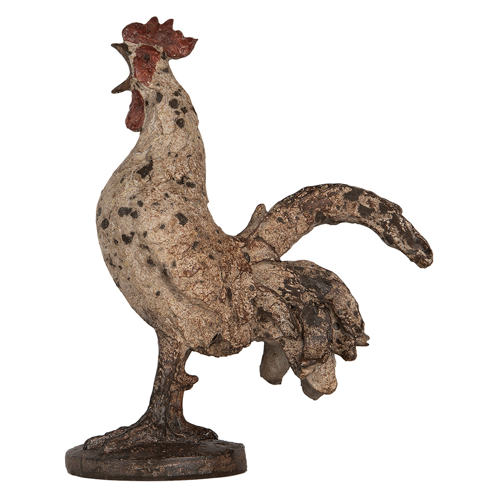 Clayre & Eef   | Decoratie Beeld Haan Beige Bruin 26x13x33 cm | 6PR5481