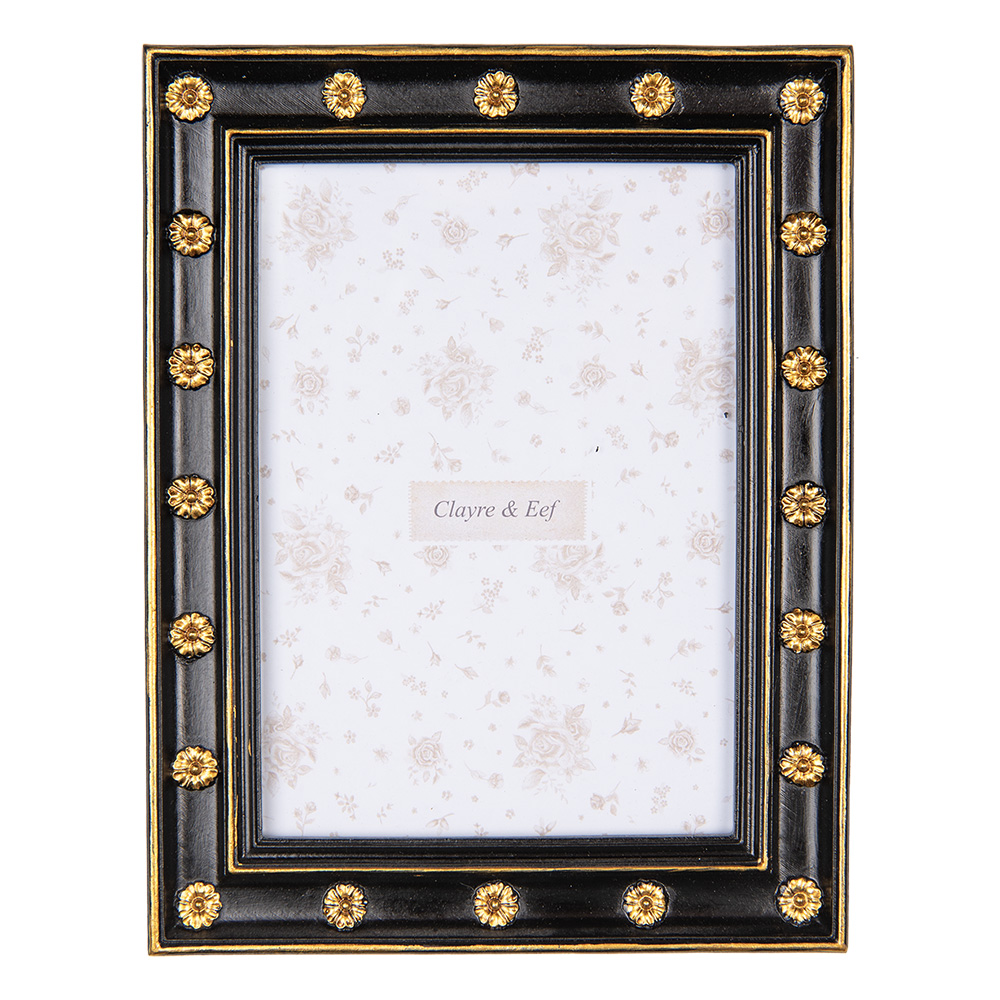Clayre & Eef   | Fotolijst Zwart Goudkleurig 18x2x23 cm / 13x18 cm | 2F1205