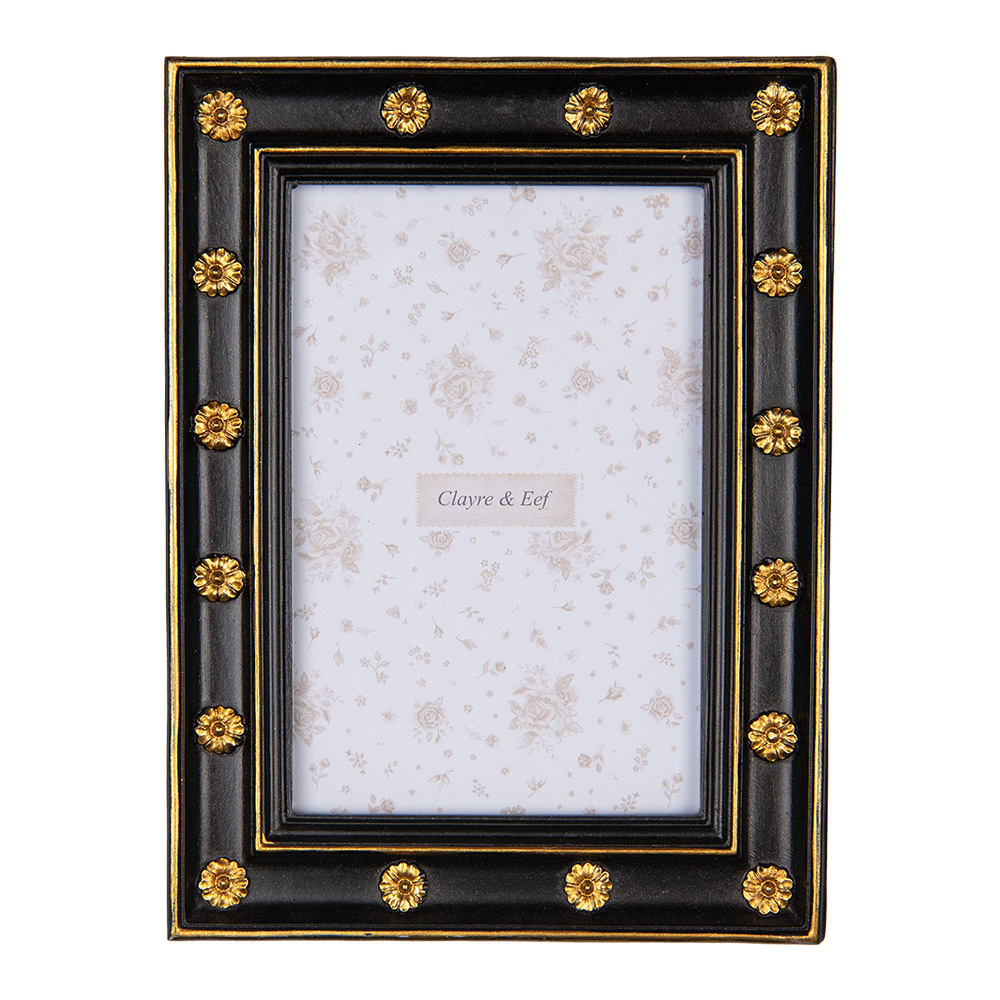 Clayre & Eef   | Fotolijst Zwart Goudkleurig 16x2x21 cm / 10x15 cm | 2F1208