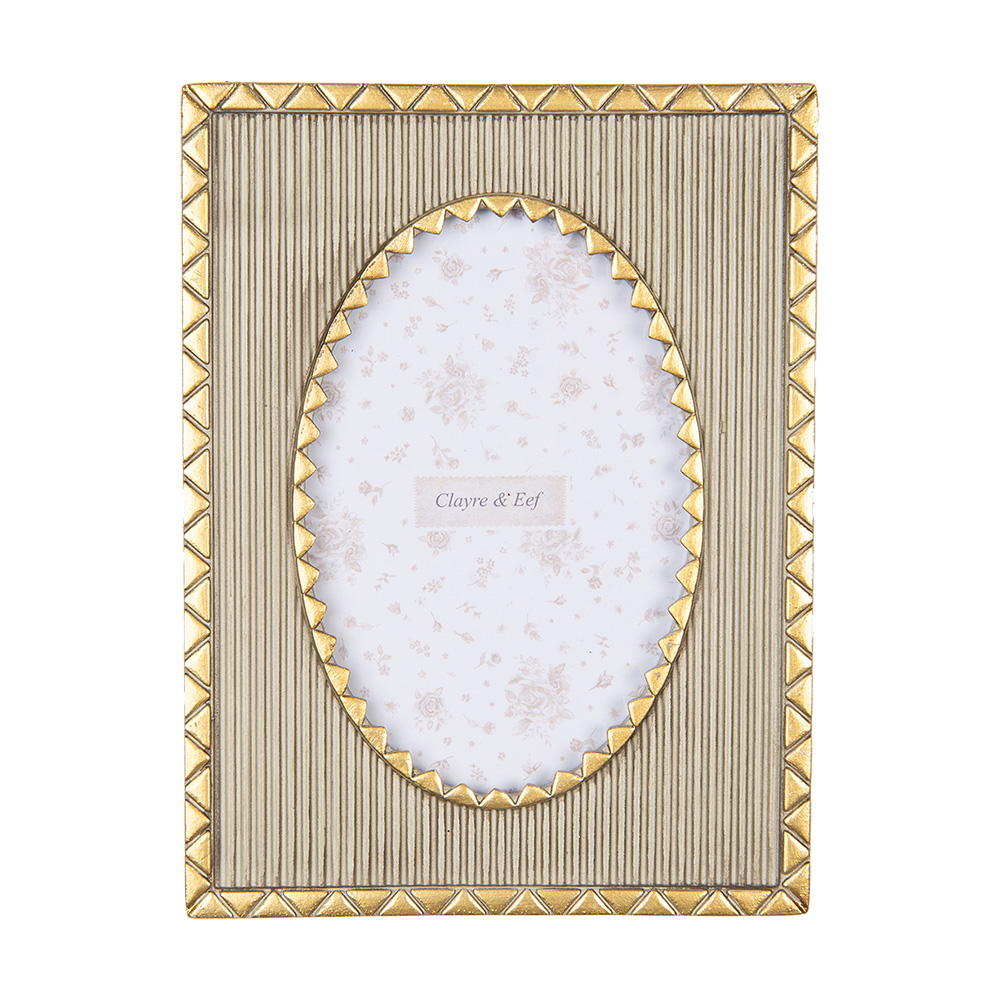 Clayre & Eef   | Fotolijst Beige Goudkleurig 16x2x21 cm / 10x15 cm | 2F1218
