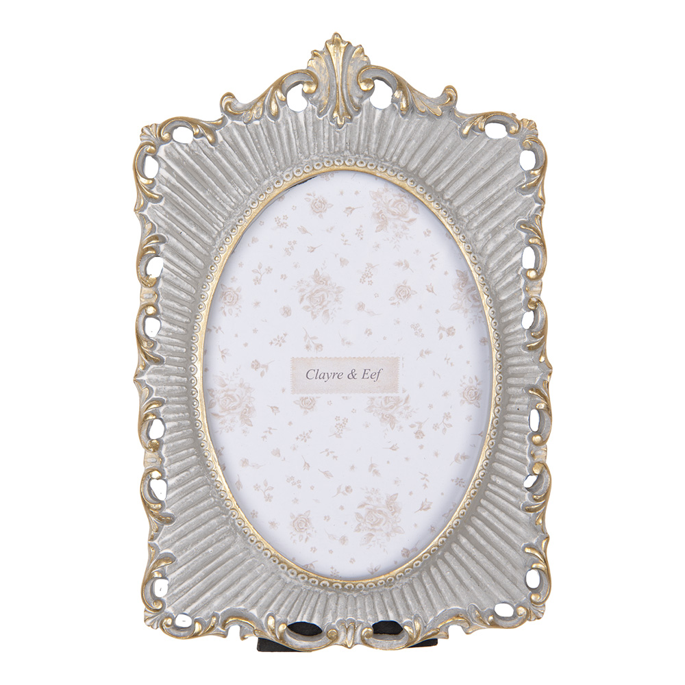 Clayre & Eef   | Fotolijst Grijs Goudkleurig 18x2x26 cm / 13x18 cm | 2F1222