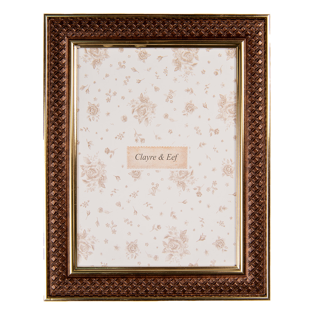 Clayre & Eef   | Fotolijst Bruin Goudkleurig 18x2x23 cm / 13x18 cm | 2F1229M