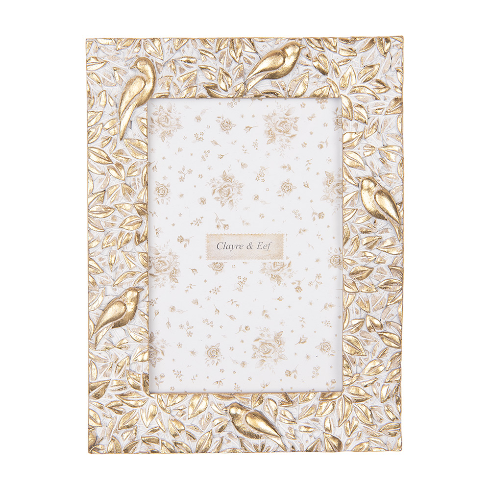 Clayre & Eef   | Fotolijst Goudkleurig Wit 15x2x20 cm / 10x15 cm | 2F1255