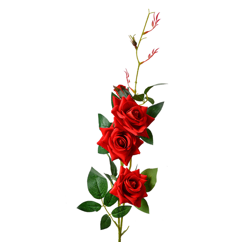 Clayre & Eef   | Decoratie tak met bloemen Rood Groen 12x8x83 cm | 5PL0154
