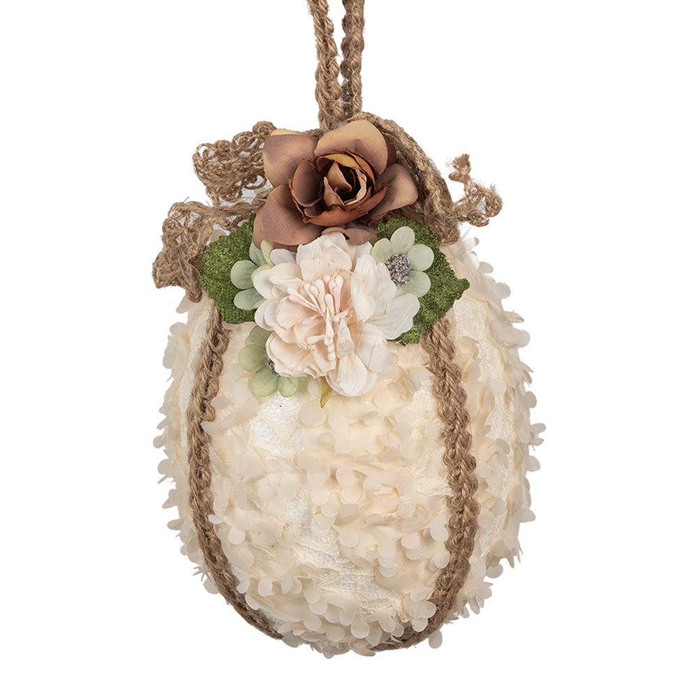Clayre & Eef   | Decoratie Hanger Ei Beige Bruin ø 11x17 cm | 65930