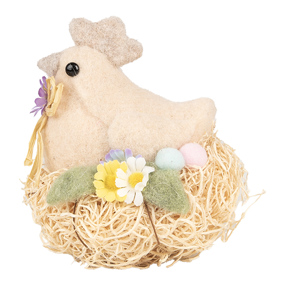 Clayre & Eef   | Decoratie Kip Beige 10x11x13 cm | 65958