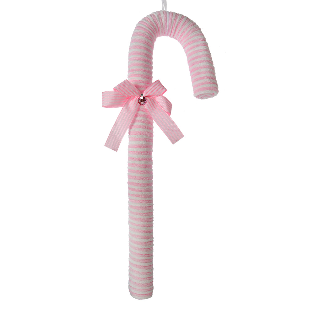 Clayre & Eef   | Kerstdecoratie Hanger Zuurstok Roze Wit 17x5x56 cm | 66103L