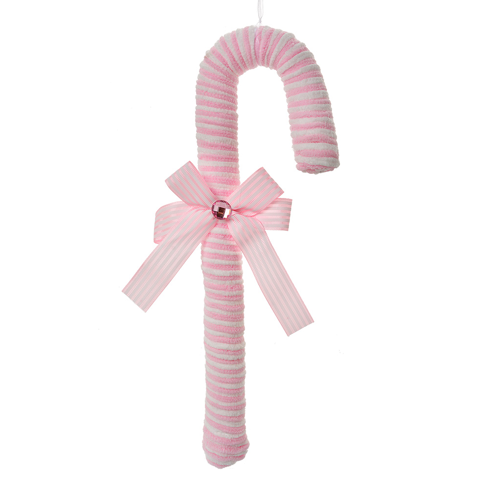 Clayre & Eef   | Kerstdecoratie Hanger Zuurstok Roze Wit 12x4x36 cm | 66103S