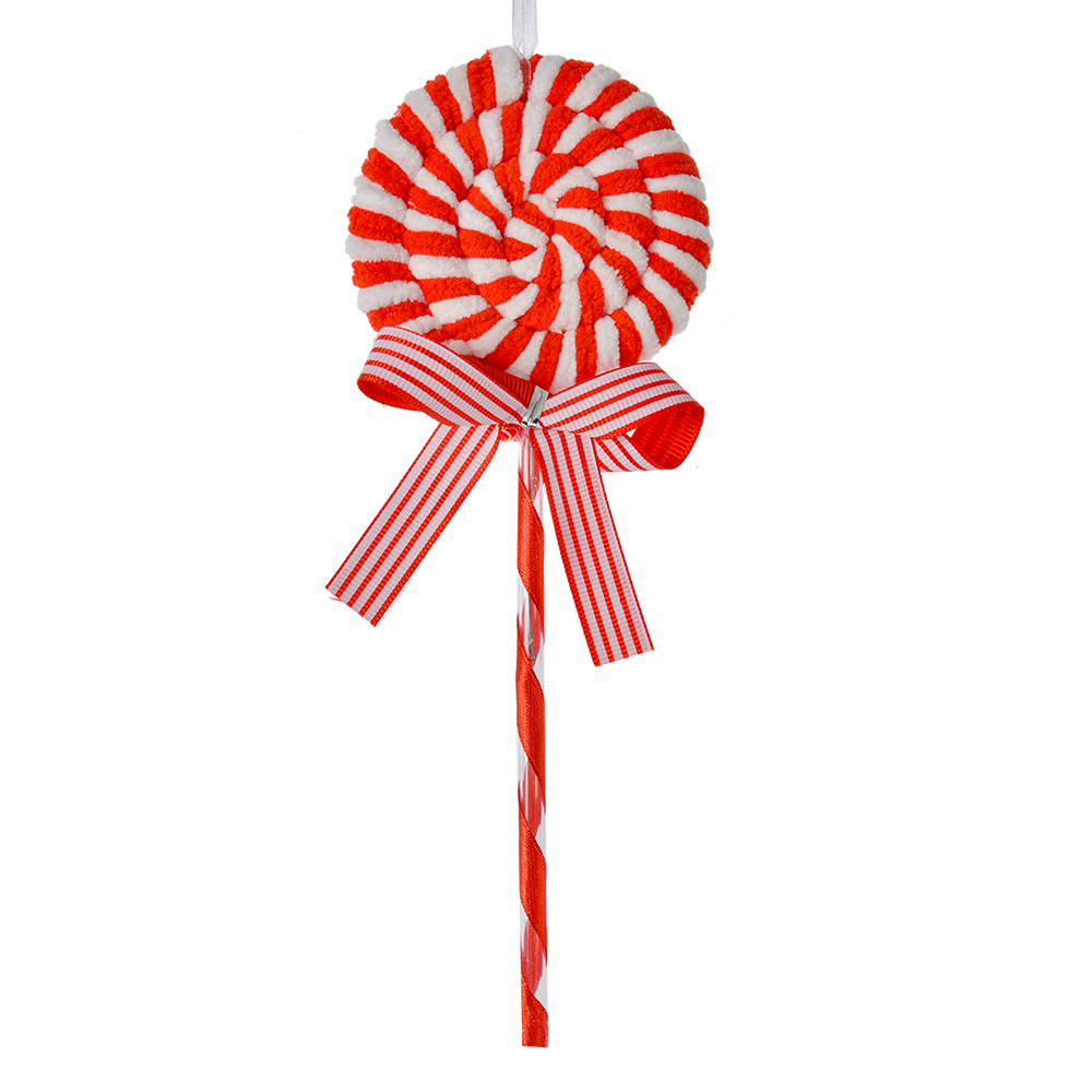 Clayre & Eef   | Kerstdecoratie Hanger Lolly Rood Wit 9x2x25 cm | 66114R