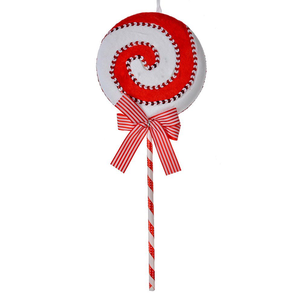 Clayre & Eef   | Kerstdecoratie Hanger Lolly Rood Wit 18x4x45 cm | 66116