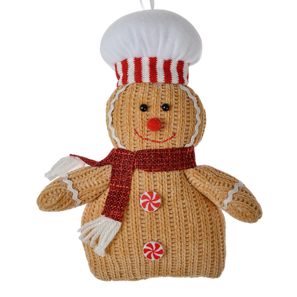 Clayre & Eef   | Decoratie Hanger Peperkoekpop Bruin Rood 15x4x21 cm | 66117