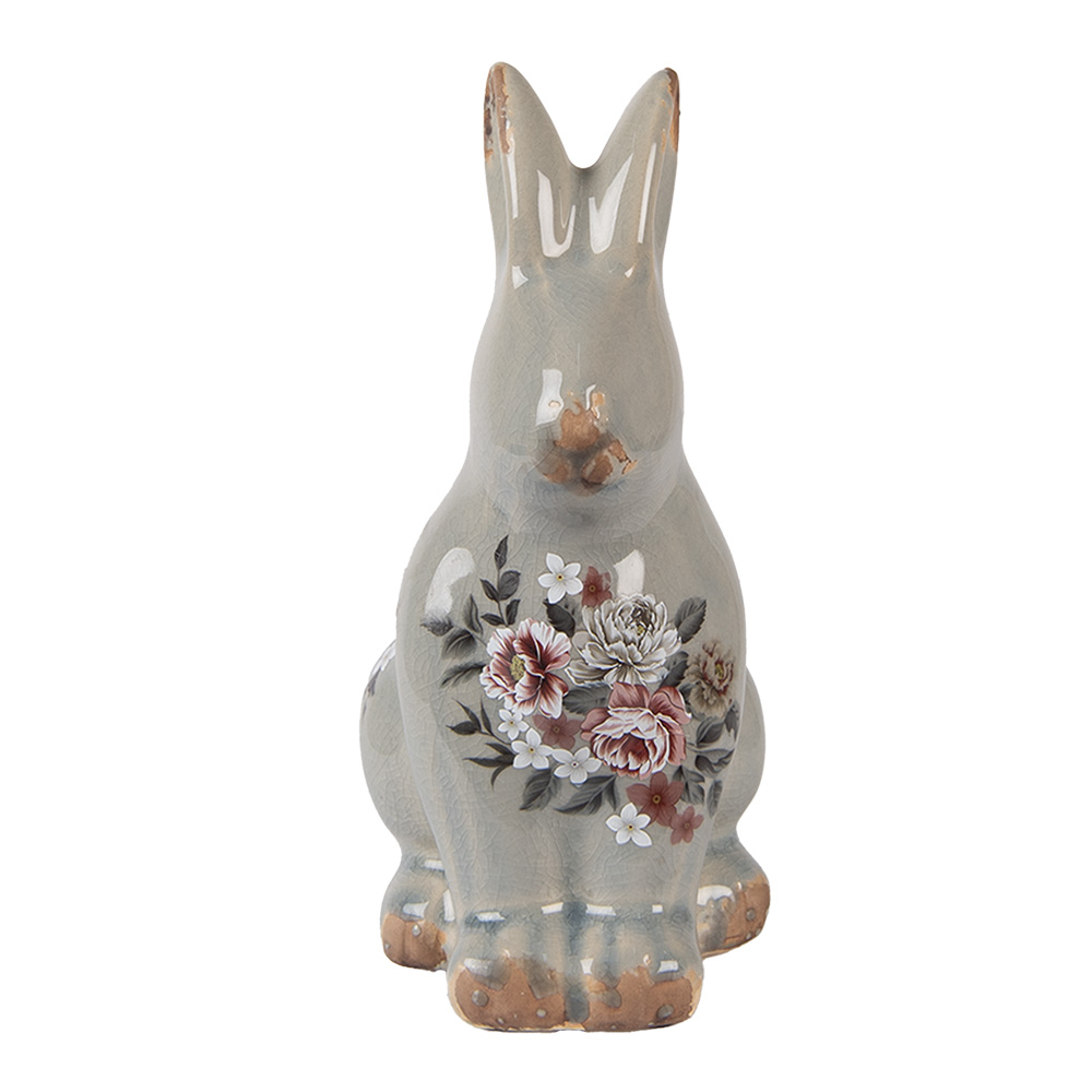 Clayre & Eef   | Decoratie Konijn Grijs Roze 13x10x21 cm | 6CE1968M