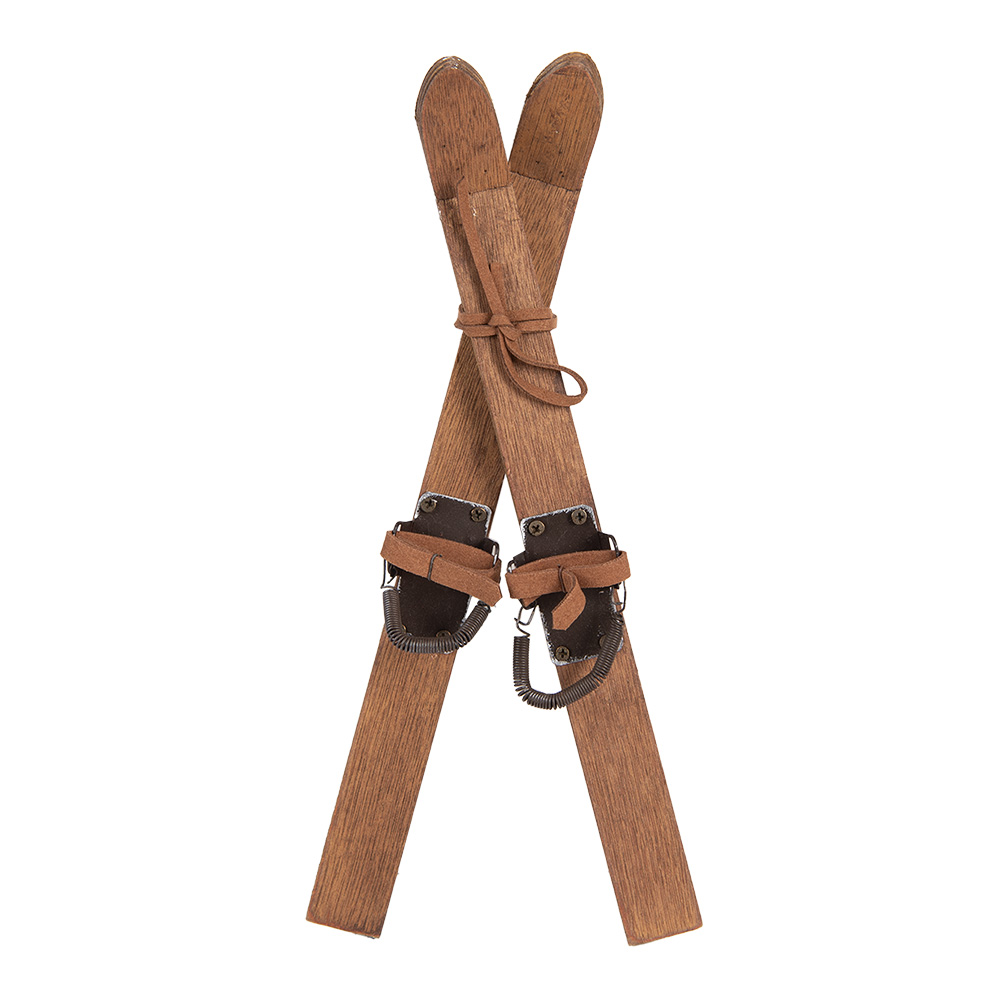 Clayre & Eef   | Decoratie ski's (2) Bruin 11x4x28 cm | 6H2389