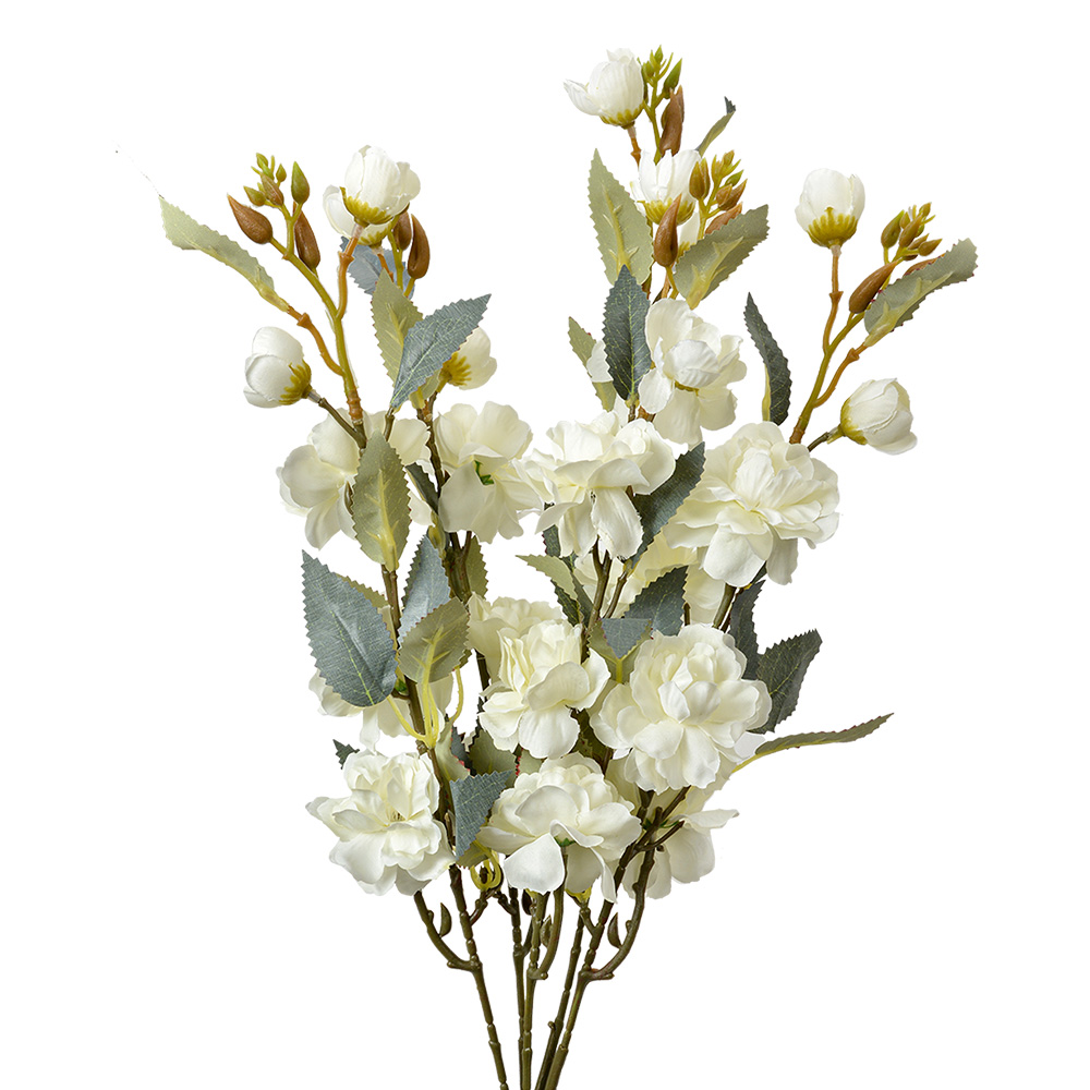 Clayre & Eef   | Decoratie tak met bloemen Wit Groen 10x10x51 cm | 6PL0378Y