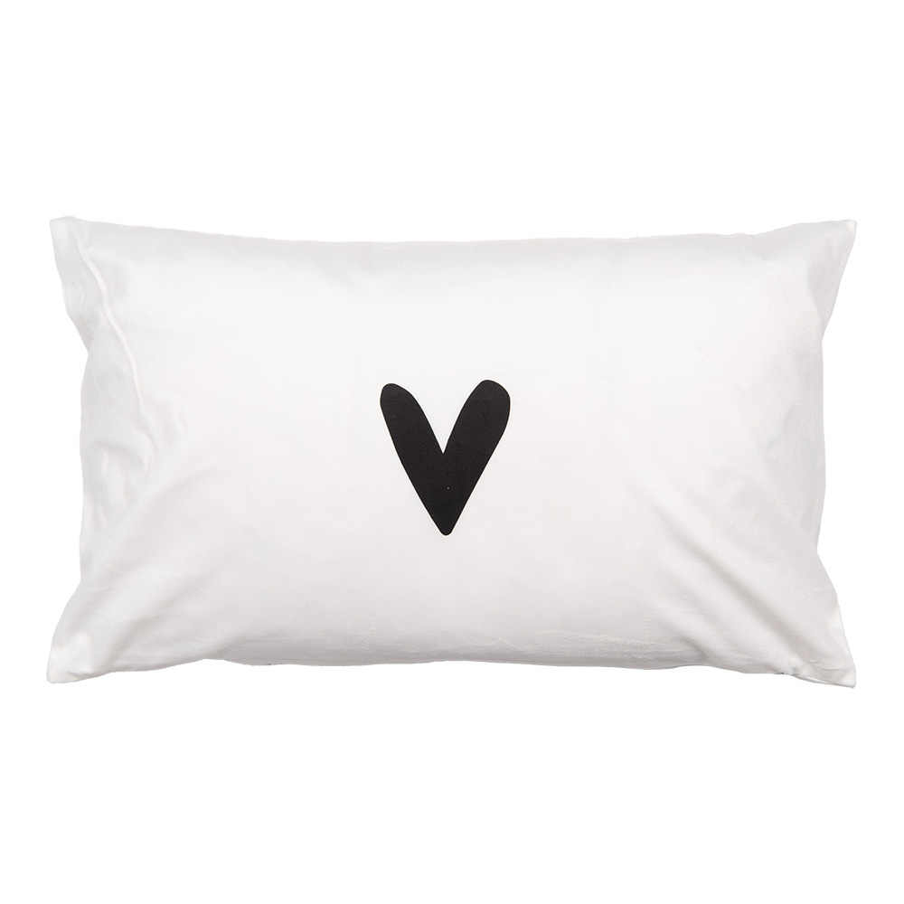 Clayre & Eef   | Kussenhoes Wit Zwart 30x50 cm | BHS36-5