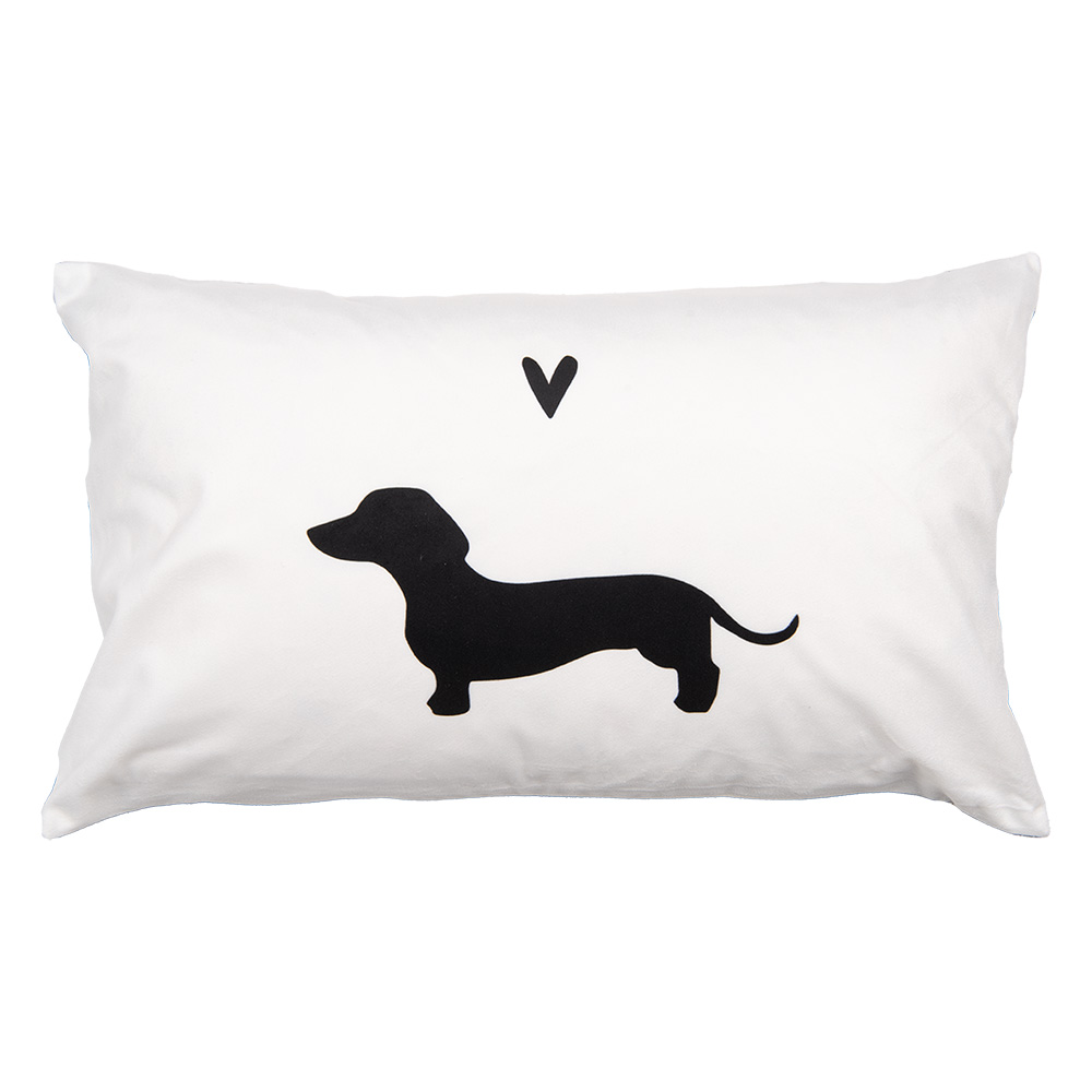 Clayre & Eef   | Kussenhoes Wit Zwart 30x50 cm | PWS36-2