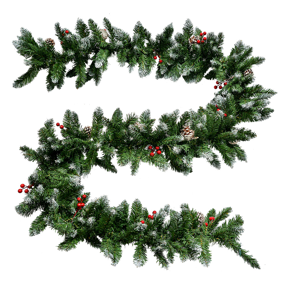 Clayre & Eef   | Decoratie Guirlande Groen Rood 270x7x7 cm | 50818