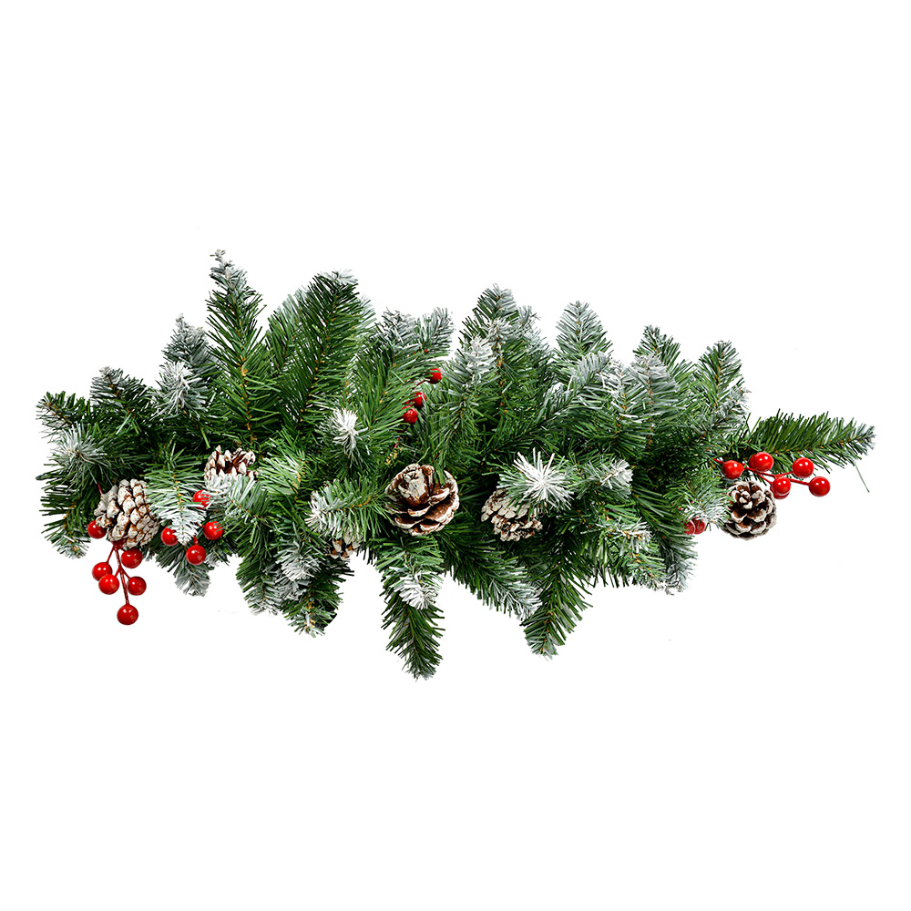 Clayre & Eef   | Kerstdecoratie Tak Groen Rood 35x10x65 cm | 50821