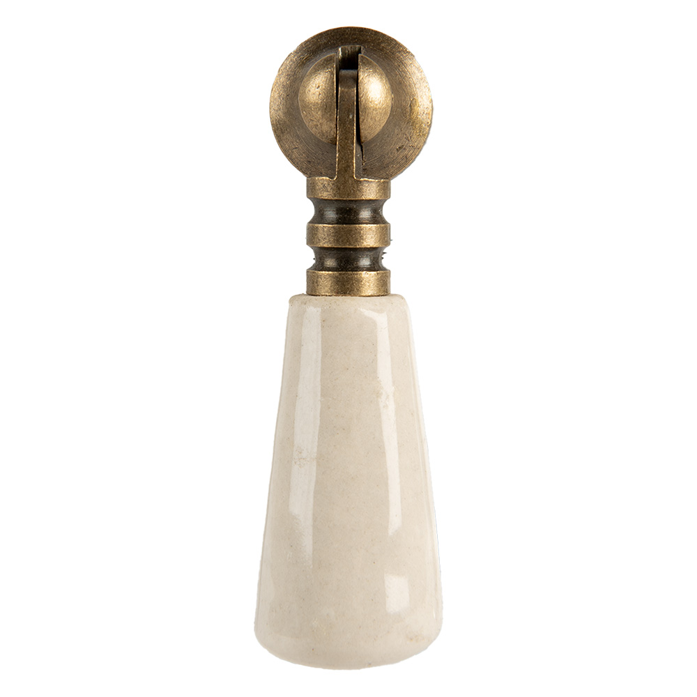 Clayre & Eef   | Deurknop Beige Bruin 2x2x7 cm / S2 cm | 66057