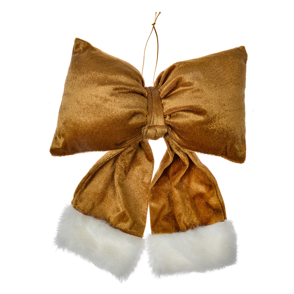 Clayre & Eef   | Decoratie Strik Goudkleurig Wit 22x5x26 cm | 66098M