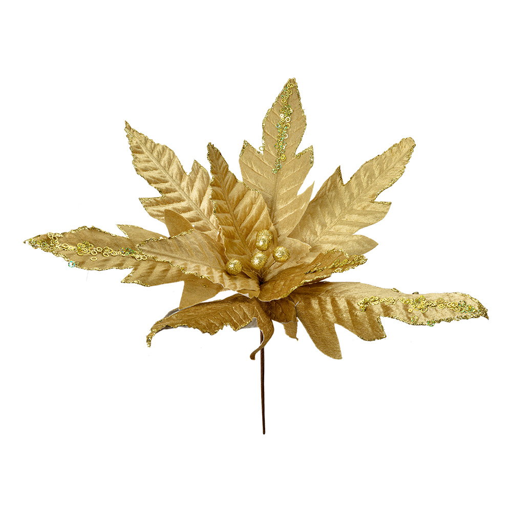 Clayre & Eef   | Kerstdecoratie Bloem Goudkleurig ø 48x50 cm | 66125